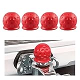Povtii 4 PCS Trailer Ball Cover - 2-Inch Rustproof Rubber Car Towing Hitch Protection Cap, Waterproof & Dustproof Tow Sleeve for Truck RV, Replacement Car Accessories (Red)