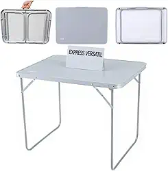 Mesa Dobrável Portátil de Alumínio Com Tampo De Mdf Premium, 80 x 60 cm, Conversível em Maleta