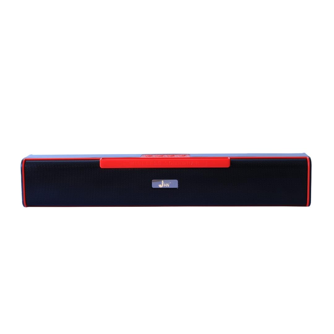 JHN Wireless Bluetooth Soundbar 10W with Mobile Stand, High Bass Speaker Bar for Smart TV, PC & Home, FM Radio, USB/TF/AUX Playback, Portable Sound Bar Speaker (Black) (Red)-image-42