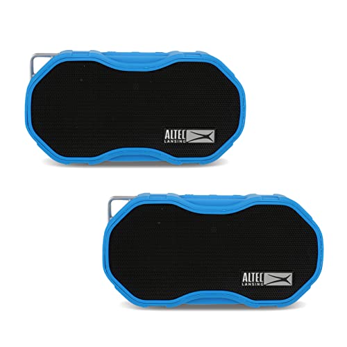 Altec Lansing Baby Boom XL - Waterproof Bluetooth Speaker, Wireless & Portable Speaker for Travel & Outdoor Use, Deep Bass & Loud Sound, 2 Pack, Blue