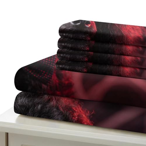 Linge de lit caniche noir portrait formel 3D microfibre de luxe