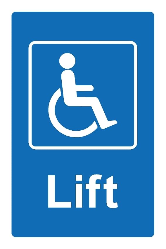 Disabled lift safety sign - Self adhesive sticker (300mm x 200mm)