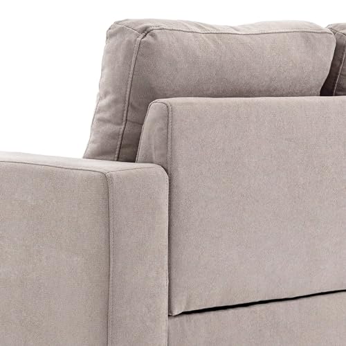 HOMCOM Ecksofa L-Form Sofa mit 3 Kissen, Eckcouch mit Knopfheftung, Leinenoptik, Veränderbare Chaiselounge Couch Wohnlandschaft für Wohnzimmer, Schlafzimmer 193 x 136 x 85 cm Hellgrau