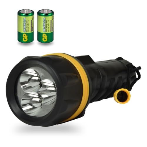 RT5149 Heavy Duty LED Rubber Torch Weather Resistant Powered by 2 x D Type All Batteries Included Vellcom [Energy Class A+]