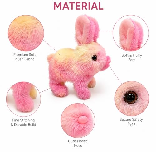 Image of Rabbit Interactive Electronic Pet Plush Bunny Toy with Sounds | Educational Interactive Bunny Rabbit Toy for Baby Kids | Animated Walking Wiggle Ears Twitch Nose Gift for Birthday.