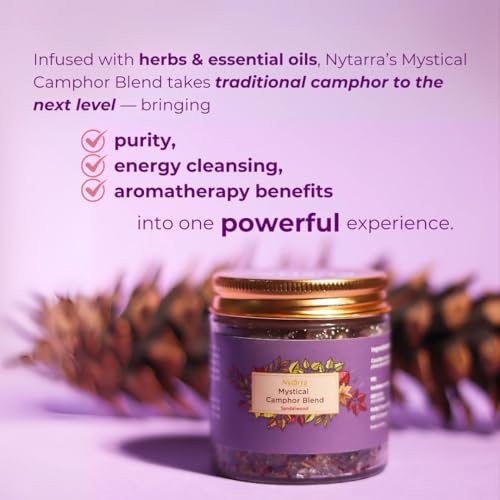 Nytarra Mystical Sandalwood Camphor Mix 300g | Premium Pure Kapoor for Puja, Diffuser & Mosquito Repellent | Herbs, Botanicals, Dried Flowers, Natural Essential Oils |Long Lasting Sandalwood Fragrance - Image 2 thumbnail