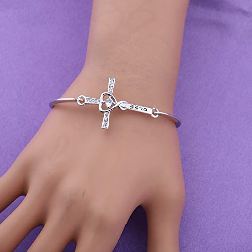 MYOSPARK Christian Bracelet WWJD Love Heart Infinity God Cross Bangle Bracelet Religious Jewelry Gift4