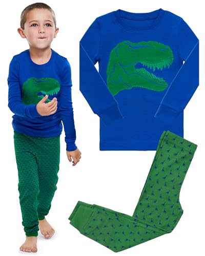 Boys Pajamas Dinosaur 2 Piece 100% Super Soft Cotton (12m-7y),5 Years,Blue / Green