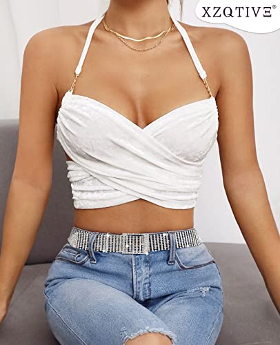 Xzqtive Women Crystal Belt Rhinestone Shiny Diamond Bling Glitter Chain Waist Belt For Jeans Dresses Pants Silver Gold #TOP3