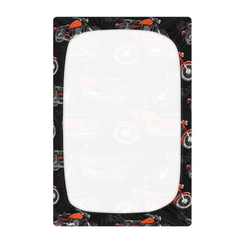 Image of Motorcycle Motorbike Black Crib Sheets Soft Breathable Fitted Baby Crib Sheets Mattress Cover for Girls Boys, 52 inch x 28 inch x 9 inch