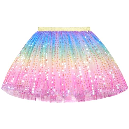 Image of KEREDA Toddler Girls Layered Tutu Skirt Sparkling Sequin Tulle Dance Skirts