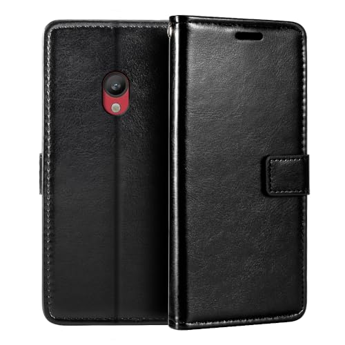 Shantime Lederhülle Kompatibel mit Nokia 150 2020, Business Design Magnetische Klapphülle, 3 Kartenfächer, Foto & Geheimfach(Schwarz)