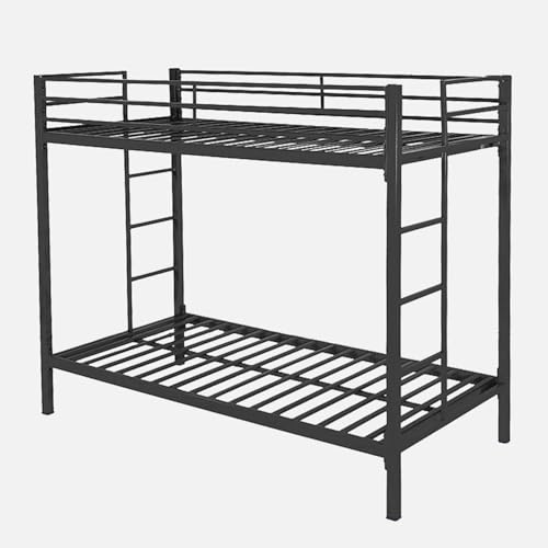 Image of Pilio Twin Over Twin Metal Bunk Bed | Space-Saving Double Decker for Kids & Adults | Bunker Bed Frame Without Storage (Mattress Not Included)