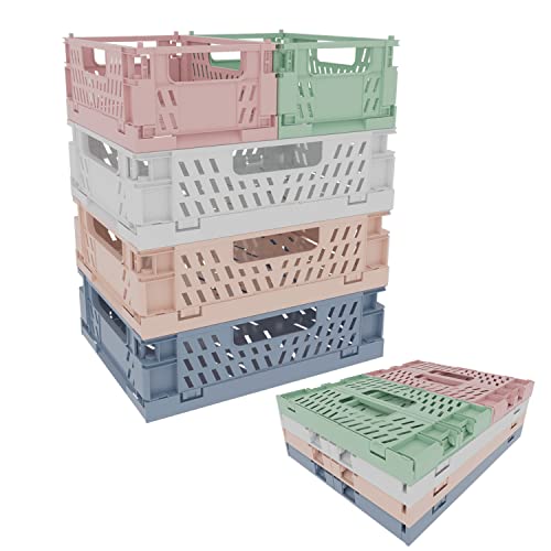 RHBHY Cagette Plastique Pliable Caisse de Rangement Pliable Caisse Pliante 3pcs Grand Panier Pliant et 2pcs Mini Caisse Plastique Pliable Empilables Idéal pour Les Petits Objets et Les Cosmétiques(B) Cover