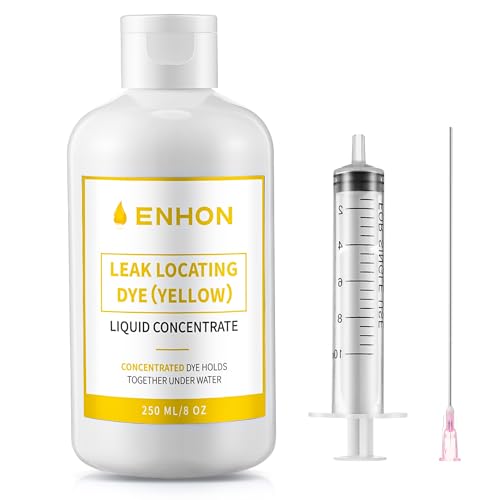 Enhon Pool Leak Detection Dye Kit, 8 oz Yellow Dye with Precision Applicators, Easily Locates Leaks in All Pools, Spas, Hot Tubs, Long Lasting Formula, 40+ Refills