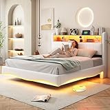 【Rangement intégré à la tête de lit】Ce lit de 160 x 200 cm est équipé d'une étagère pour ranger téléphones portables ou tablettes. Grâce à son vérin à gaz, l'espace sous les lattes permet de ranger des objets plus volumineux. Le sommier à lattes se replie facilement en soulevant les languettes en tissu. Un tissu non tissé est fixé sous le lit pour le protéger de la poussière