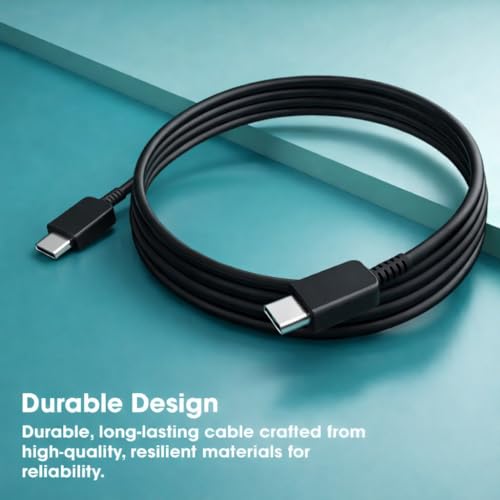 Image of Original 45W Type-C to Type-C TurboPower Cable (1.8M) High Speed Data Transfer Compatible with Samsung Galaxy M35 /M15 /F15 /A15 /A14 /M14 /F34 /A34 /S21 Fe /S22 /S23 /S24 /S25 /FE /Plus /Ultra- Black