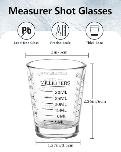 Image of SAIAOKJ Shot Glass Measuring Cup Set, 2 Pack Espresso Shot Glasses (Black)