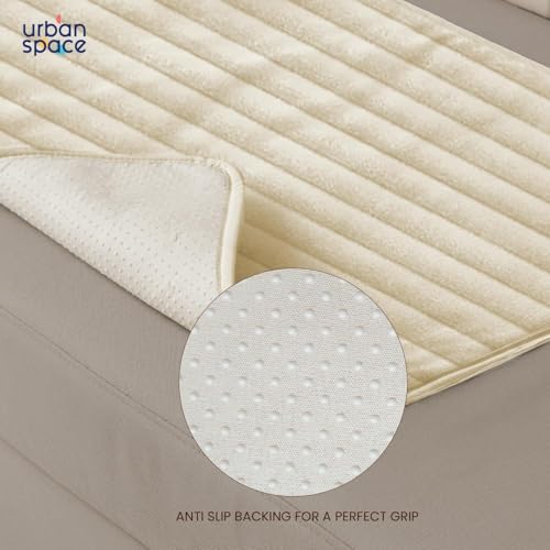 Image of Urban Space 3 Seater Quilted Velvet Sofa Cover Mat, Easy Care & Machine Washable Sofa Cover, Sofa Seat Mat for Couch for Living Space (3 Seater - Velvet Beige)