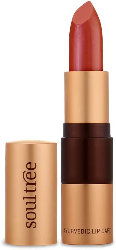 SoulTree Ayurvedic Lipstick - Colour Deep Blush 820, 4gm | Creamy Texture | Enriched with Organic Ghee & Almond Oil | Moistured & Nourished Lips | 4gm