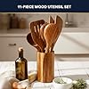 Home Hero Wooden Utensil Set 11 Pcs Natural Teak Wooden Kitchen Utensils Set with Sturdy, Easy-to-Clean Wooden Spoons for Cooking Non-Scratch Teak Cooking Utensils (11 pcs)
