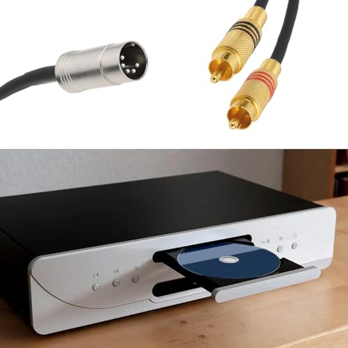 YINETTECH 1 Stück 5-poliger DIN-Stecker auf 2-Cinch-Stecker Audiokabel Phono-Stecker Audiokabel Kompatibel mit Bang Kompatibel mit Naim Schwarz 3FT