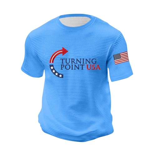 Turning Point USA Charlie Kirk T-Shirt Retro Turning Point USA Print T-Shirt Men Short Sleeve America Flag Shirt Graphic Tee A True Patriot Top Crewneck