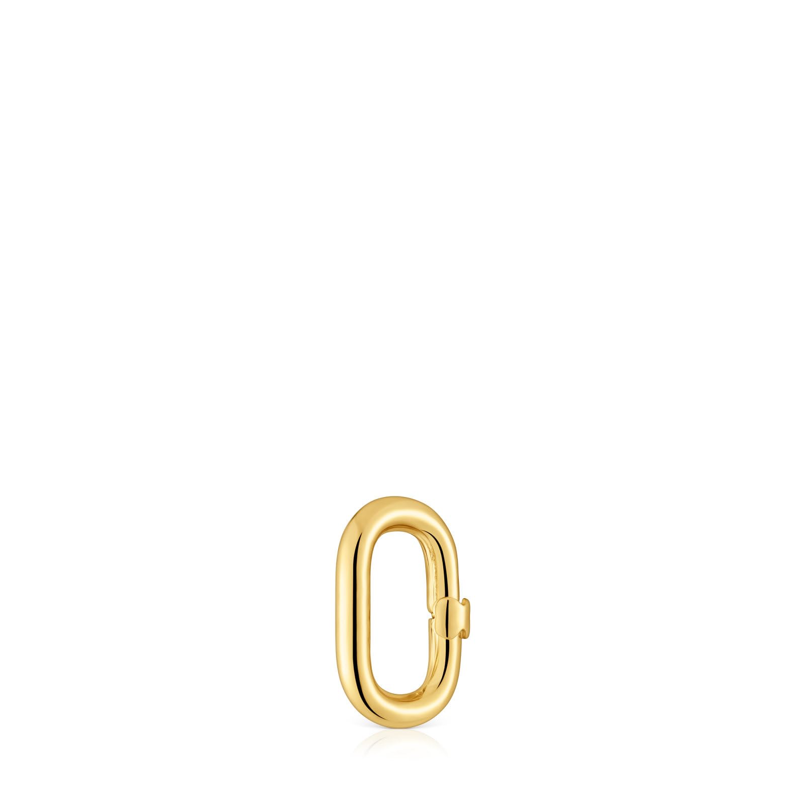 TOUS Anilla Pequeña para Mujer con Baño de Oro 18 Kt sobre Plata de Primera Ley, Colección Hold Oval