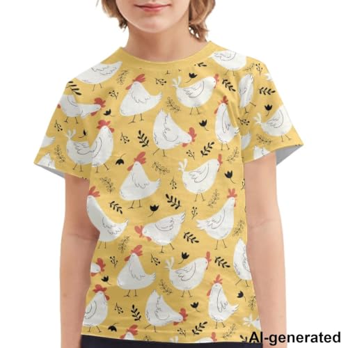 Image of Novelty 3D Graphic T Shirts for Kids Crew Neck Funny Animal Print Short Sleeve Girls Tshirts 3-16 Years