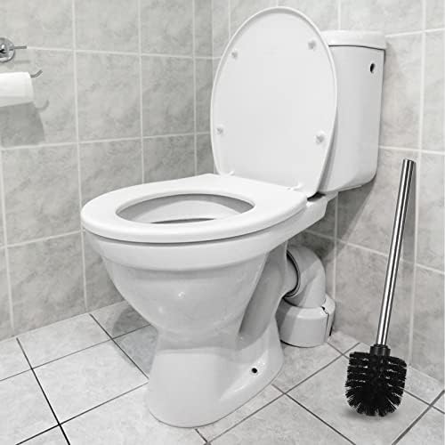 Rovtop Toilet Brush, Silicone Toilet Brushes with No-Slip Long Plastic Handle and Quick Drying Holder, and Wall Sticker, for Bathroom Toilet (4-Pack)