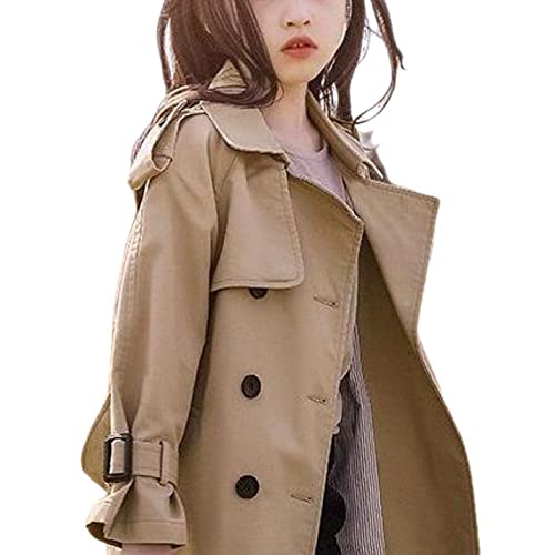 Kids Girls Windbreaker Jacket Double Breasted Jacket Trench Coat Outerwear with Pockets3