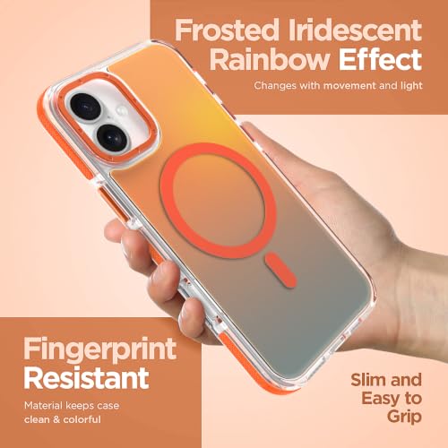 Image of Magnetic Case for iPhone 16 Plus [Compatible with Magsafe] [Cute Fashion Fluorescent Design] [1 Screen Protector] Slim Translucent Matte Case for iPhone 16 Plus 6.7 inch 2024, Orange