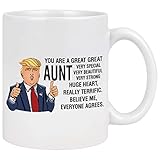 Great Aunt Coffee Mug Auntie Coffee Mug Great Aunt Gifts from Niece Nephew Mothers Day Gifts for Aunt Funny Trump Coffee Mug for Mother's Day Birthday 11 Oz Coffee Cup with Cupcake Socks