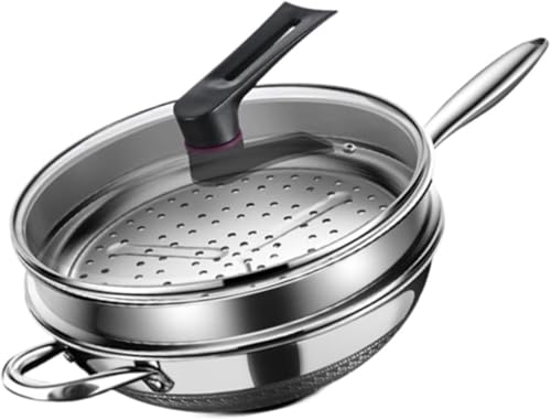 Wok de acero inoxidable con tapa y rejilla vaporera 36 cm miniatura 7