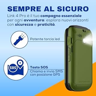 SAIET LINK 4 PRO Telefono Flip Verde-Nero, IP68 Impermeabile con Doppio Display, Audio Potenziato e Tasti Grandi - Cellulare con Whatsapp con Batteria a Lunga Durata, Antiurto e Antipolvere