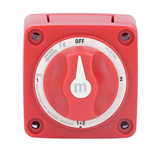 300A Battery Switch Battery Disconnect Switch 360° Rotating 4 Position OFF-1-2- (1+2) IP66 for Yachts RVs Modified Cars