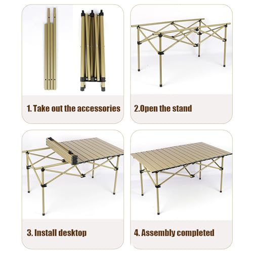 Table de pique-nique portable extérieure avec chaises enroulables - 6