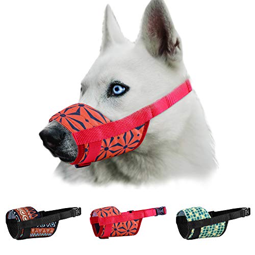 MUROM Maulkorb für Hunde, Größe S, M, L, weich, atmungsaktiv, gemustert, Hundemaulkorb, Welpen, Mundschutz, Anti-Bellen, Ornament, M/L Cover