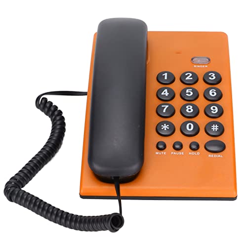 ciciglow Wired Landline Phone, Desktop Corded Telephone, Support Pause and Hold, Double Magnetic Handset Design, Corded Phone, for Home, office, Hotel(orange)