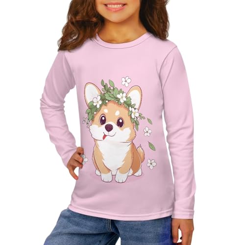 Image of Girls Long Sleeve Shirts Casual Crewneck Soft T-shirts for Girls 3-16 Years Old
