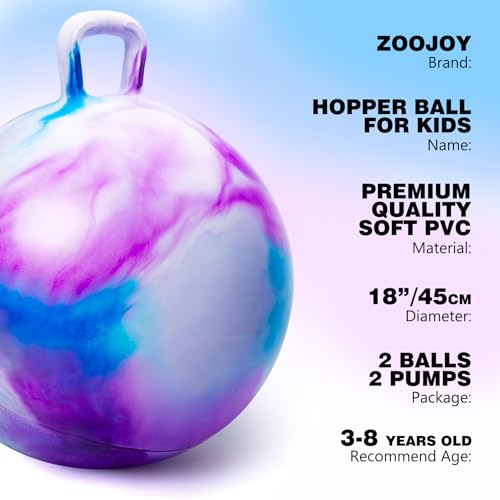 ZOOJOY Hopper Ball 2 Pack, 18 in Clouds Bouncy Ball with Handle for Kids, Top Christmas Boys Girls Toys Gifts 3 4 5 6 7 8 Yr Old for Indoor Outdoor Active Play - Image 4