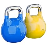 GORILLA SPORTS® Competition Kettlebell 8-40kg Individual Weight with Handle Cast Steel in 9 Colours - Ball Dumbbell, Bodybuilding, Training, Exercise, Fitness, Gym, Home