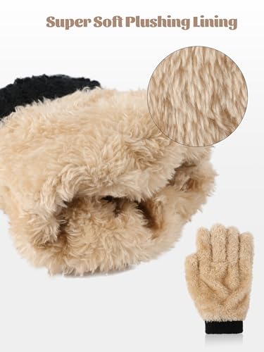 Glooarm 2 Pairs Kids Gloves Winter Thermal Wool Fleece Lined Gloves Thick Knit Glove for Cold Weather Boys Girls 4-12 Years3