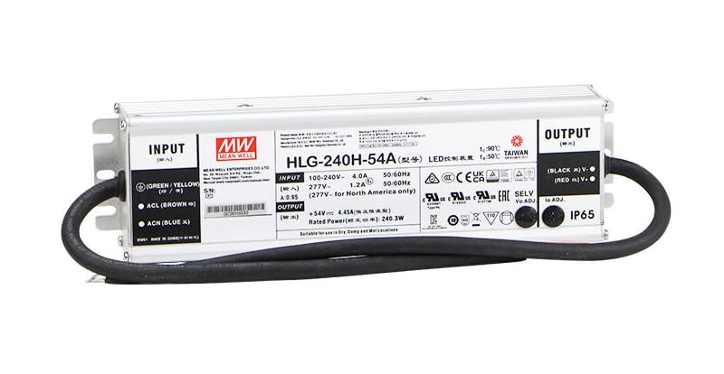 HLG-240H-54A Mean Well 240.3W 54V 4.45A Switching Power Supply MeanWell HLG-240H-54A