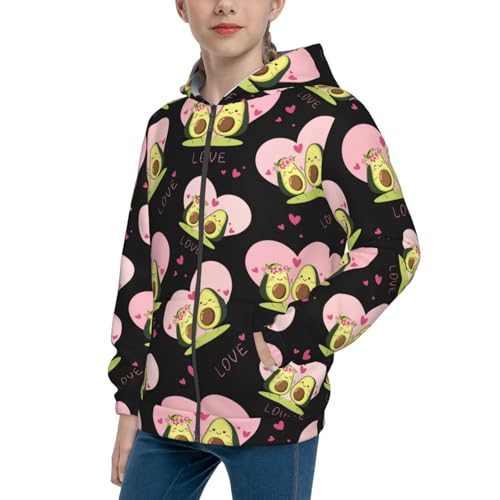 Avocado Lovers Kid Hoodies Boys Zip Up Sweatshirts Girls Pullover with Pocket