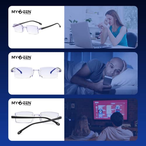 myreen Rimless Reading Glasses for Men and Women with Blue Light Blocking Lenses, Chashma for Near Vision, Reading books, Newspaper, Mobile and... - Image 6