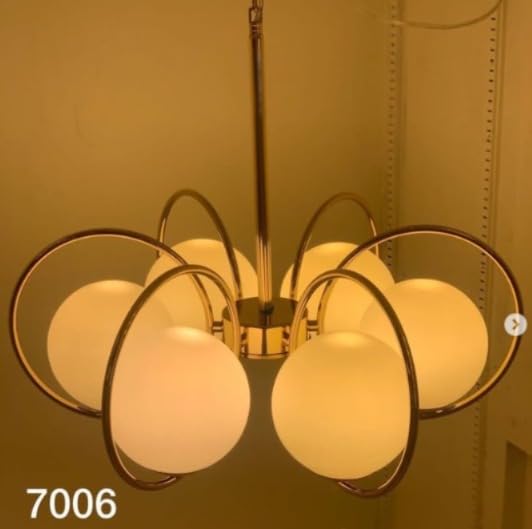 Prop It Up Mid-Century Modern Chandelier, Brass Finish, 6 Globes, 60W 4