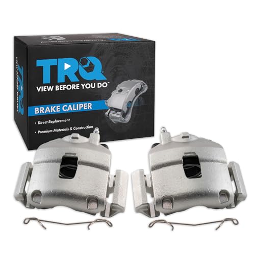 Image of TRQ Rear Brake Caliper Set Zinc Coated Brackets Compatible with 2018 Fiat 500X 2018-2020 Jeep Compass 2018 Jeep Renegade