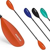 XUXIAKE Kajak Paddels mit Kohlefaser Schaft und Nylon Klinge, 230-250 cm Einstellbar Doppelpaddel für Kajak, Kanu, Boot Orange