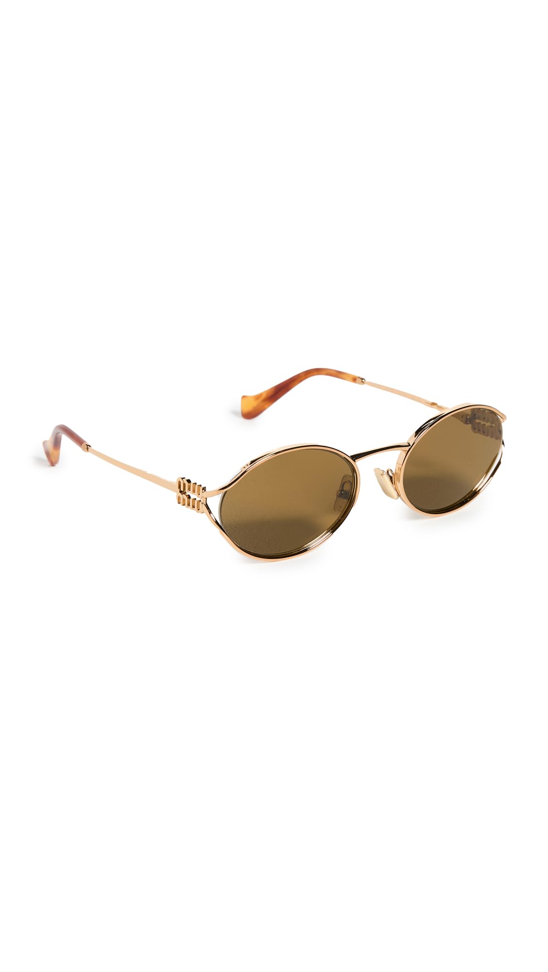 Miu Miu Women's Gold/Dark/Brown Mu 52Ys 7Oe01t Sunglasses